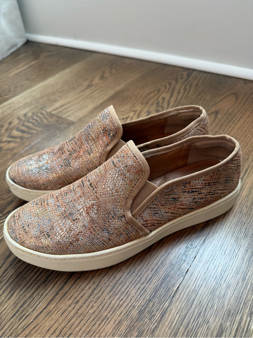 Sofft Women's Slip-On Sneakers in Metallic Tan and Champagne
